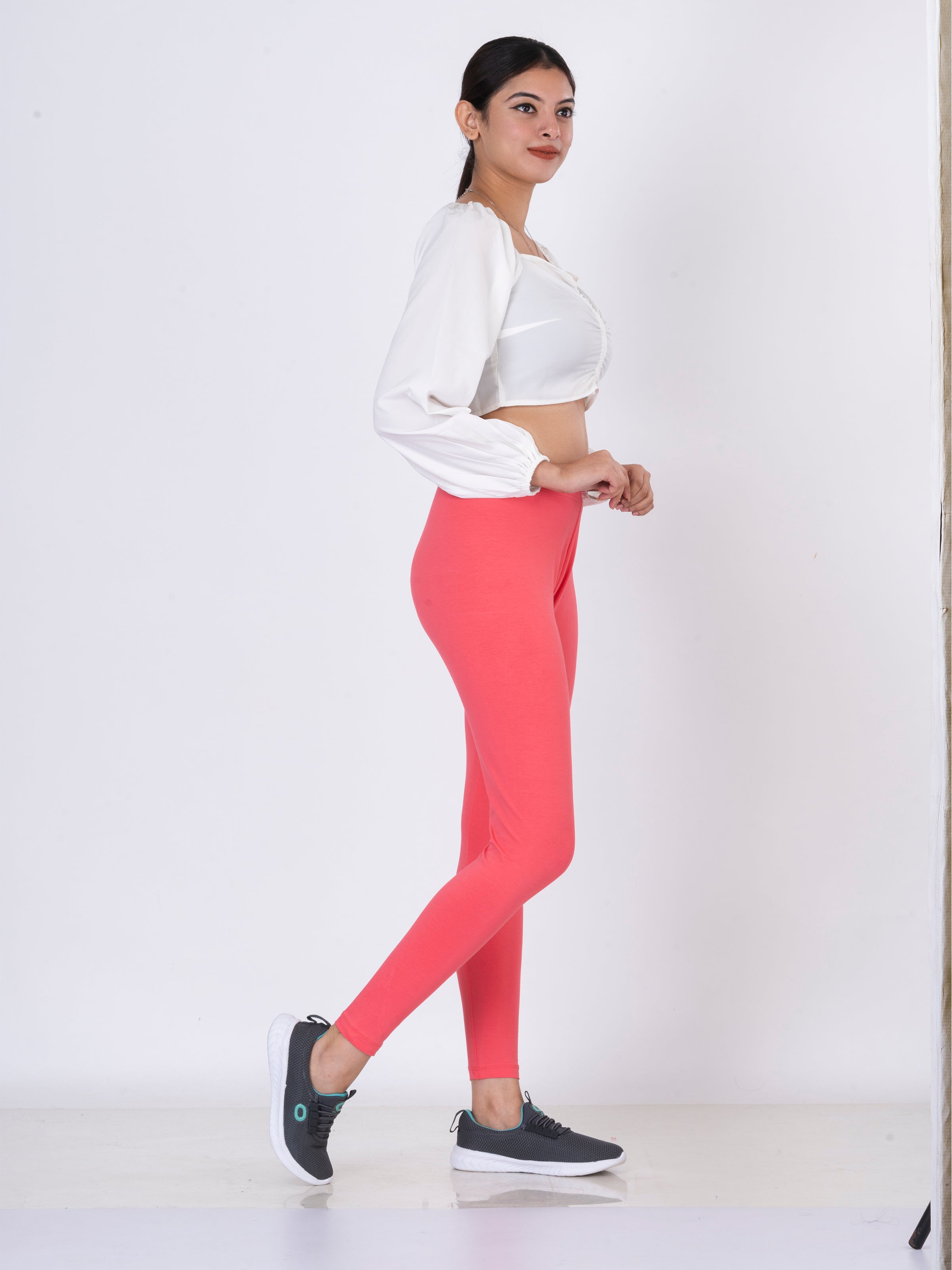 Shop Womens Solid Bright Red Ankle Length Leggings Online  GoColors